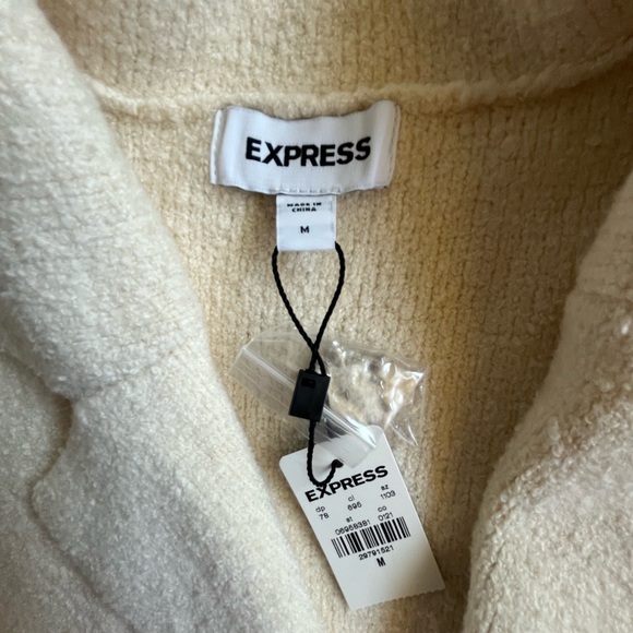 NWT Express Double Breasted Sweater‎ Blazer Cream Rhinestone Women's Sz M Glam - Picture 6 of 10